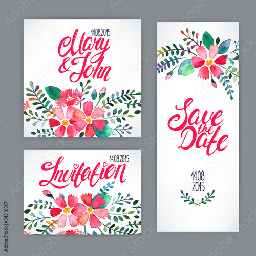 card with watercolor flowers