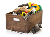 set of tools and instruments in toolbox