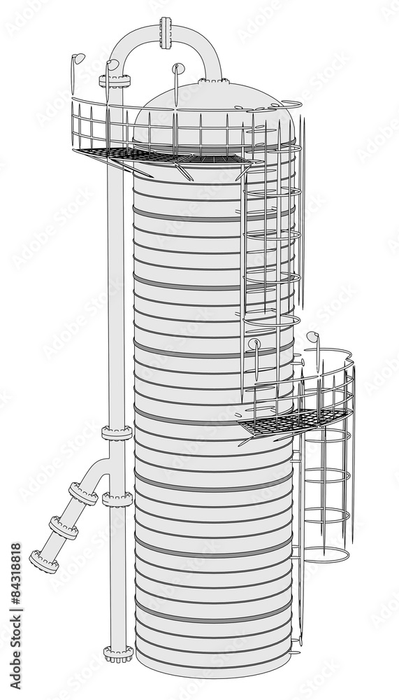2d illustration of Distillation Unit 2d illustration of Distillation Unit