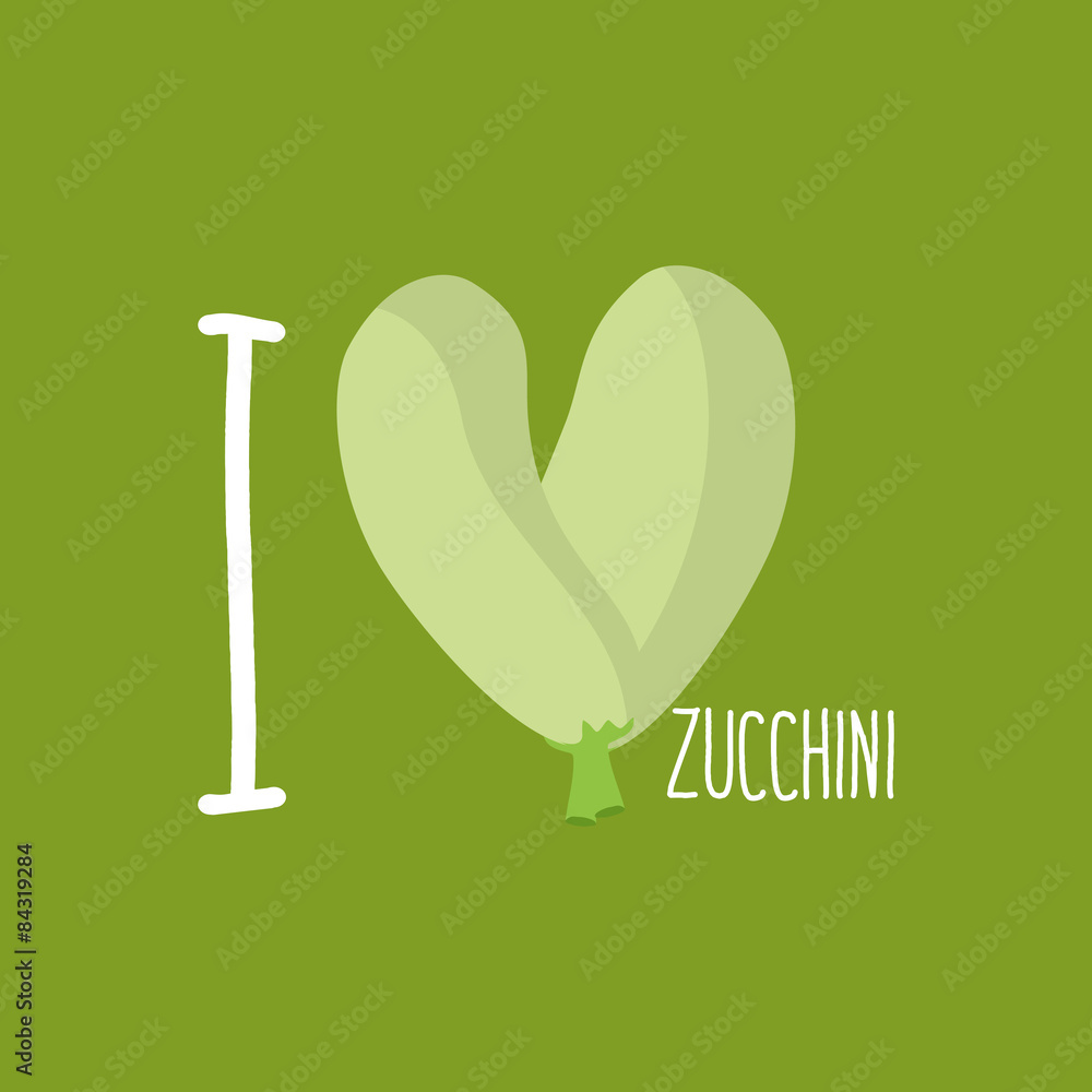 I love Zucchini. Heart of green courgettes. Vector illustration I love Zucchini. Heart of green courgettes. Vector illustration