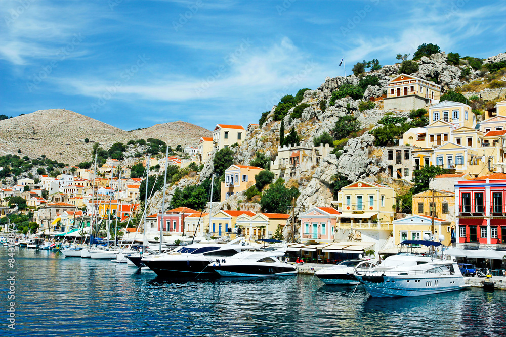 Colorful Houses of Symi Island, Greece