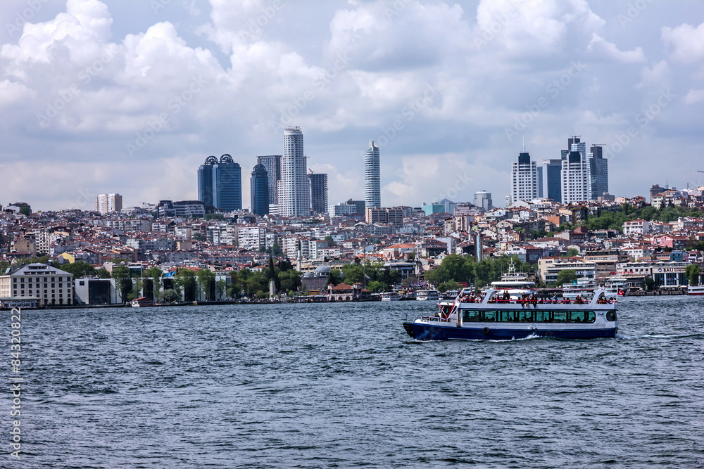 Panorama of Istanbul seafront, Turkey.