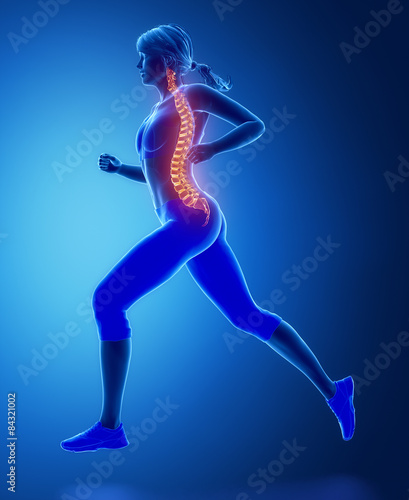 Running womna spine problem concept © CLIPAREA.com