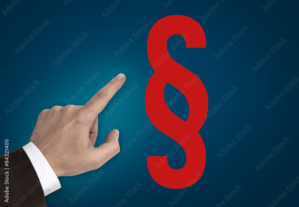 Hand zeigt auf Paragraph zeichen Konzept Hand zeigt auf Paragraph zeichen Konzept