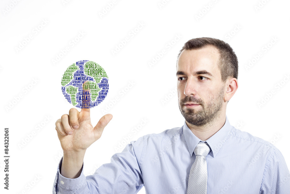 Young businessman touching Young businessman touching