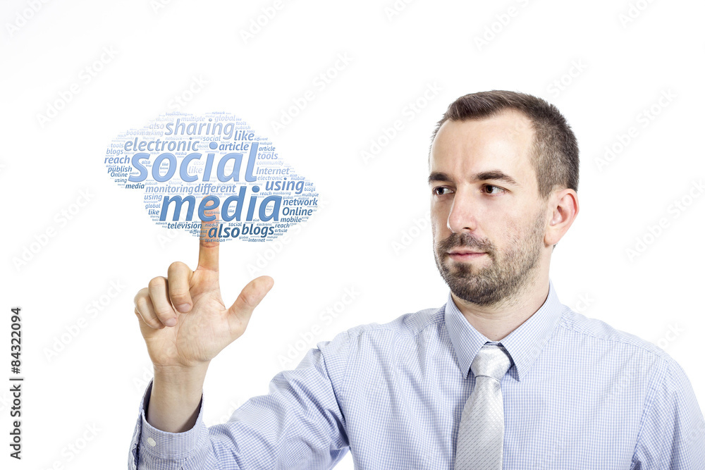Young businessman touching Young businessman touching