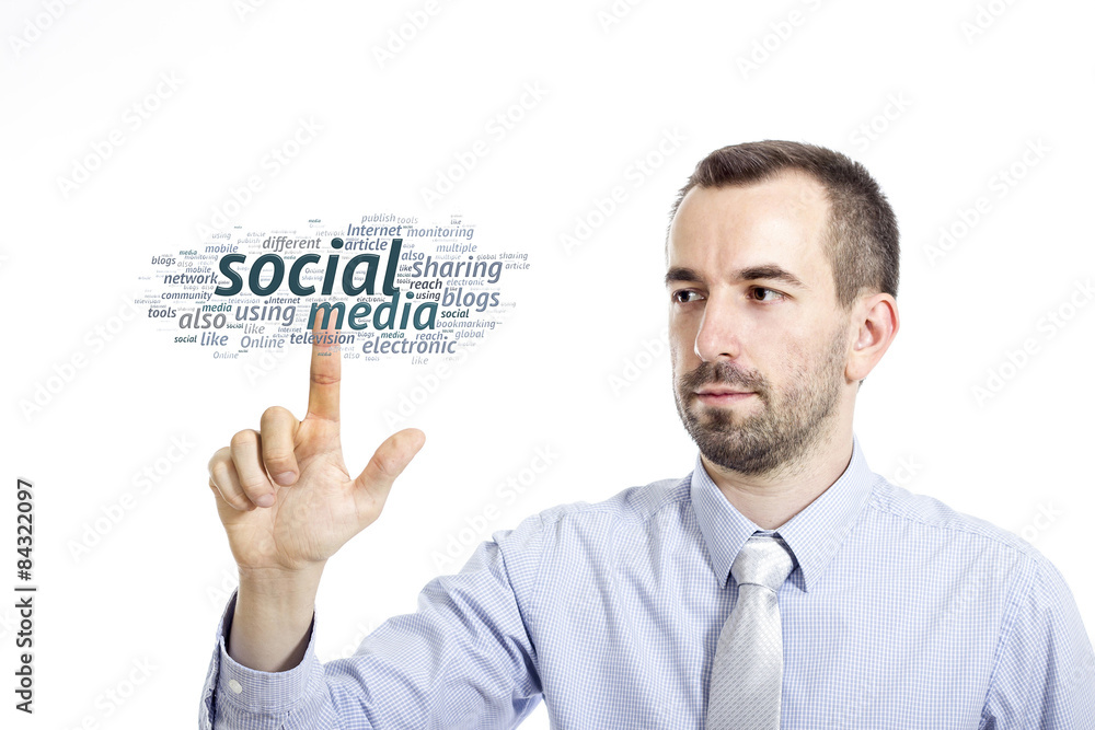 Young businessman touching Young businessman touching