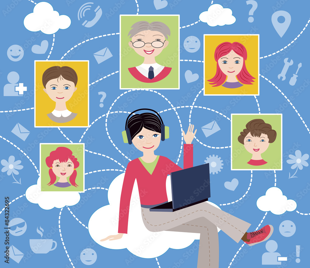 social network (vector illustration, flat concept) social network (vector illustration, flat concept)