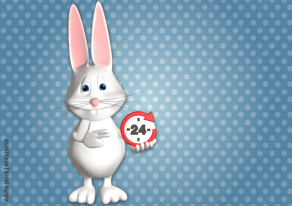 Hase 24h Service Express 3D weiß zeigen Comic Hase 24h Service Express 3D weiß zeigen Comic