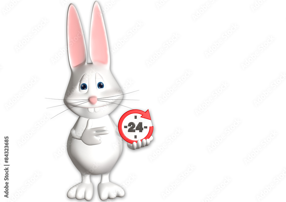 Hase 24h Service Express 3D weiß zeigen Comic Hase 24h Service Express 3D weiß zeigen Comic