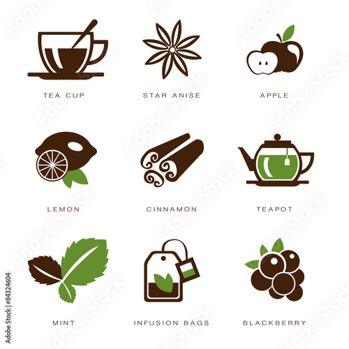Tea icon set