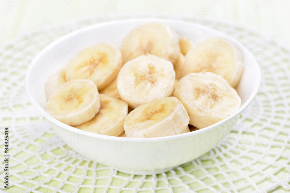 Sliced banana in bowl Sliced banana in bowl