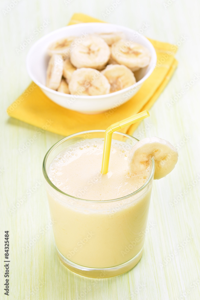 Smoothie banana in glass Smoothie banana in glass