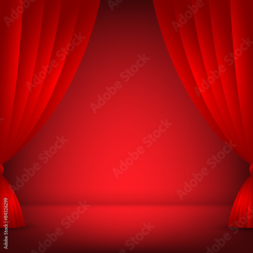 Stage, Red background vector illustration