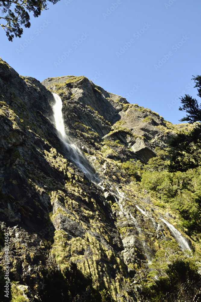 Routeburn waterfall, New Zealand Routeburn waterfall, New Zealand