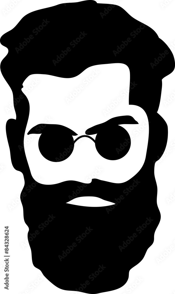 Silhouette illustrazione uomo barbuto con occhiali Stock Photo | Adobe Stock