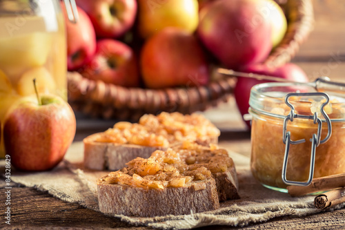 Fototapeta Naklejka Na Ścianę i Meble -  Sandwich with homemade apple jam