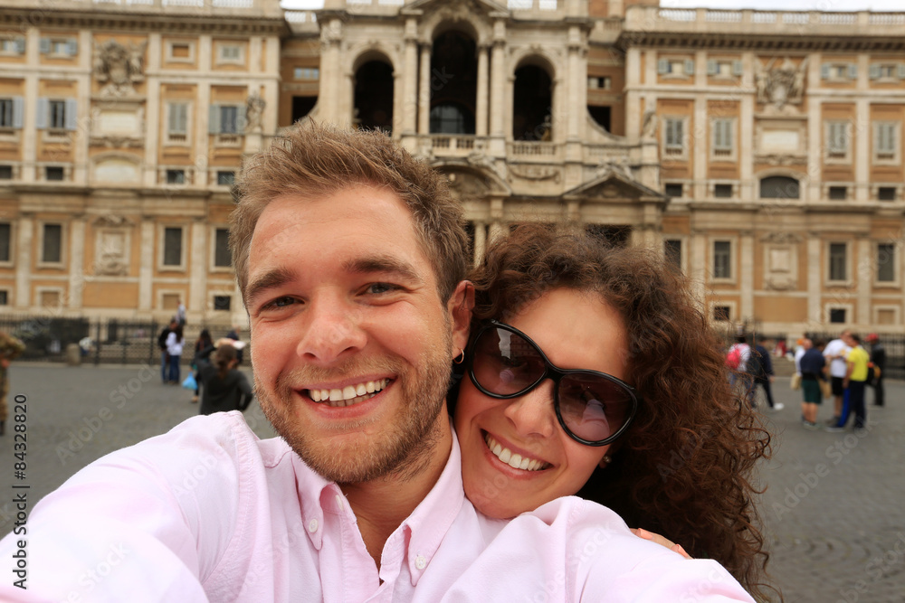 Naklejka premium Couple of tourist in Rome