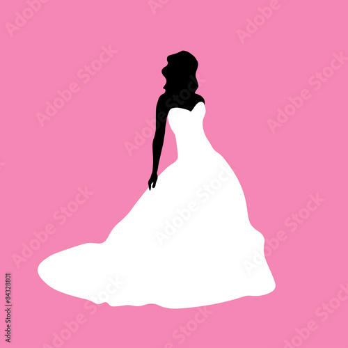 Female silhouette in a white dress