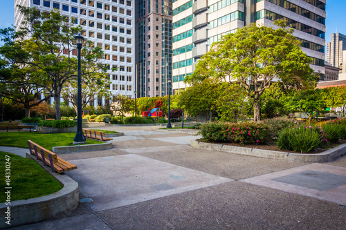 Modern buildings and park at St. Mary's Square, in San Francisco