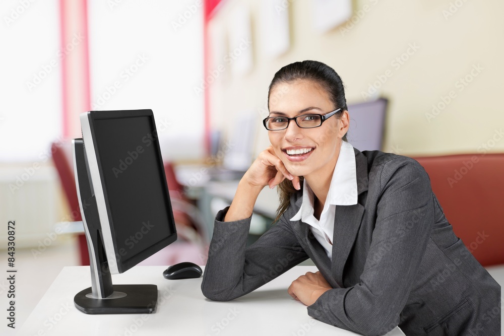 Computer, Women, Computer Monitor. Computer, Women, Computer Monitor.