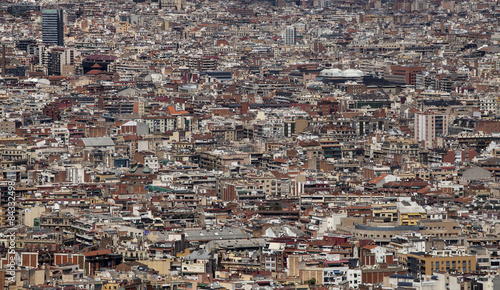 Pattern of houses, top view of Barcelona