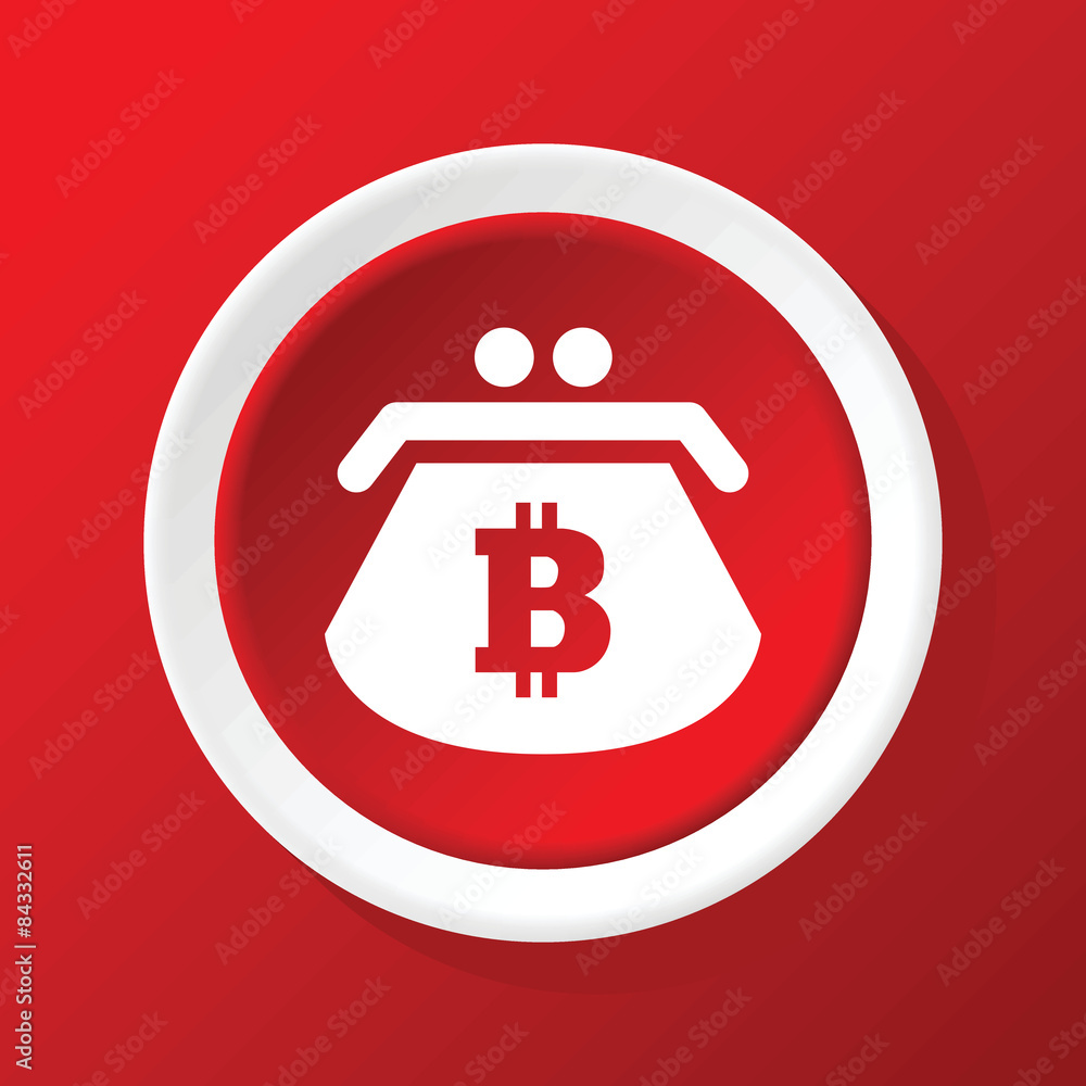 Bitcoin purse icon on red Bitcoin purse icon on red