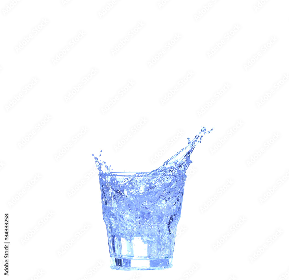Glass of water, ice and slice of fresh lemon on a white background Glass of water, ice and slice of fresh lemon on a white background