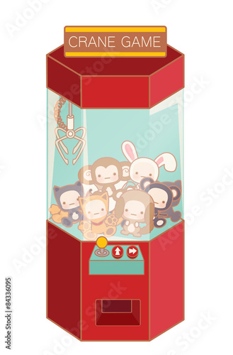 Crane game machine with cute doll - Vector file EPS10