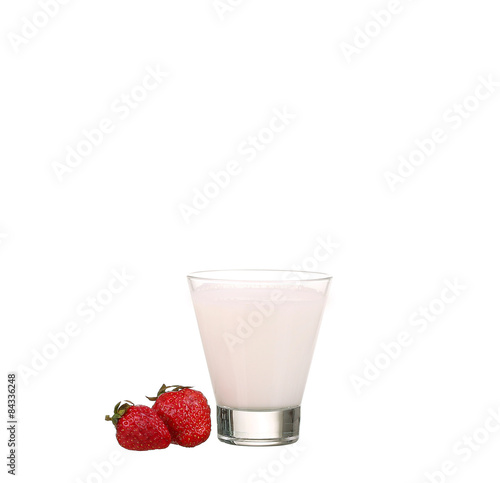 Fresh fruits and smoothies on white