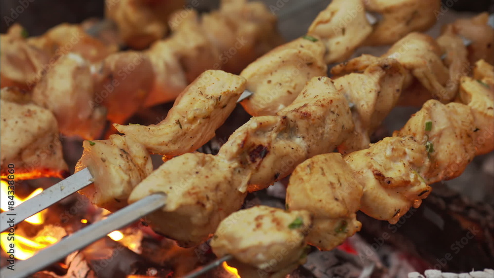 beef kababs on the grill closeup beef kababs on the grill closeup