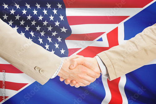 Businessmen handshake - United States and Iceland