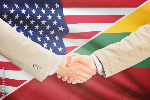 Businessmen handshake - United States and Lithuania