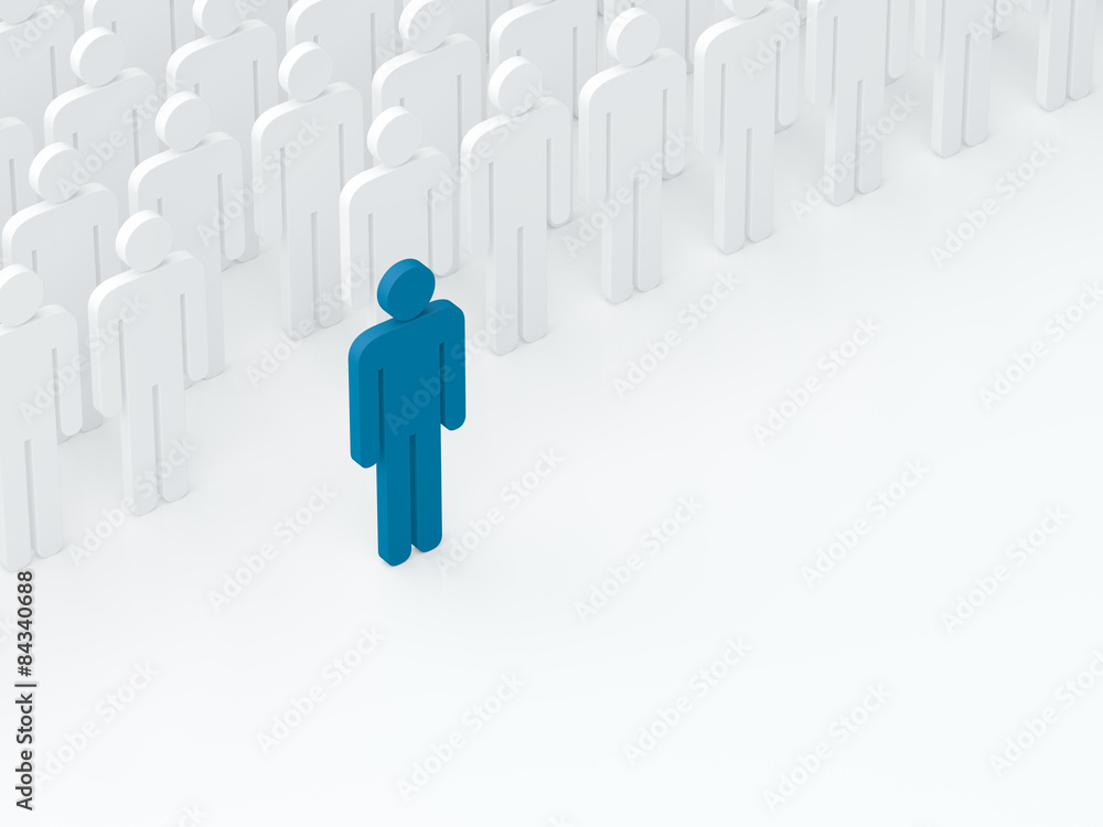 Leader came out from the crowd (leadership concept) (3D render) Leader came out from the crowd (leadership concept) (3D render)