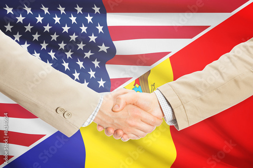 Businessmen handshake - United States and Moldova