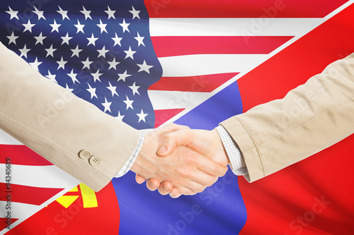 Businessmen handshake - United States and Mongolia