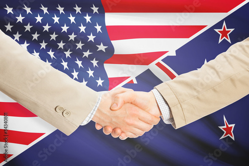 Businessmen handshake - United States and New Zealand