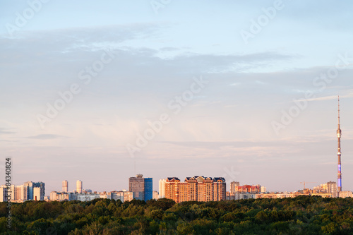 city skyline at summer sunset