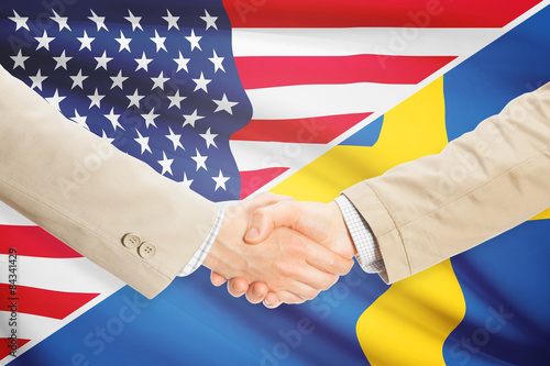 Businessmen handshake - United States and Sweden