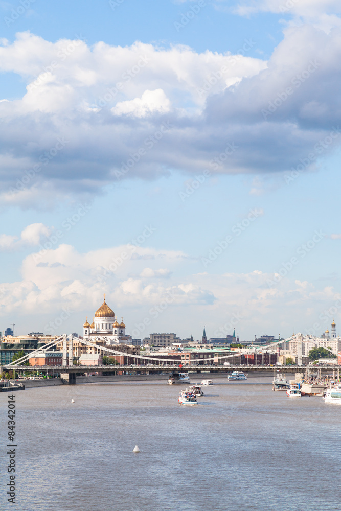view of Crimean bridge and Catherdral in Moscow