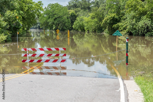 flooded roads and landscapes in Houston Texas following heavy rains