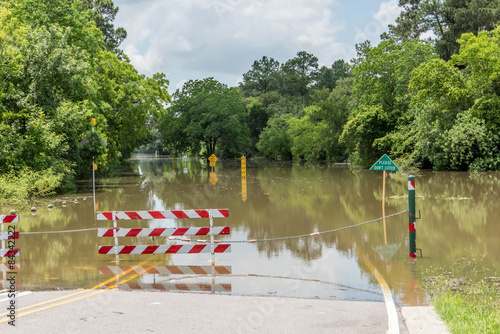 flooded roads and landscapes in Houston Texas following heavy rains