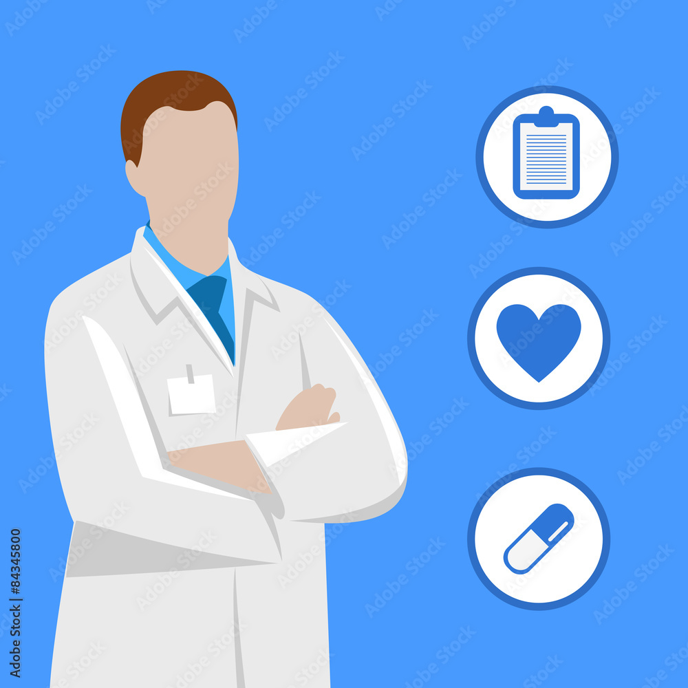 Doctor illustration with medical icons Doctor illustration with medical icons
