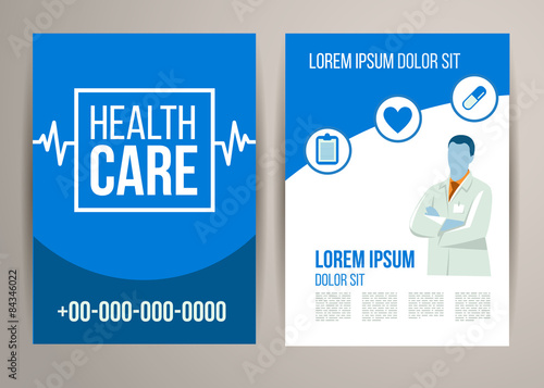 Healthcare brochure with doctor. Flyer design medical concept for clinic marketing.