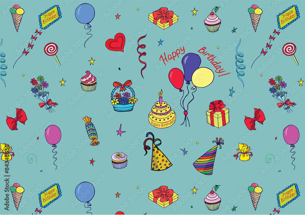 Plakat Happy Birthday Pattern