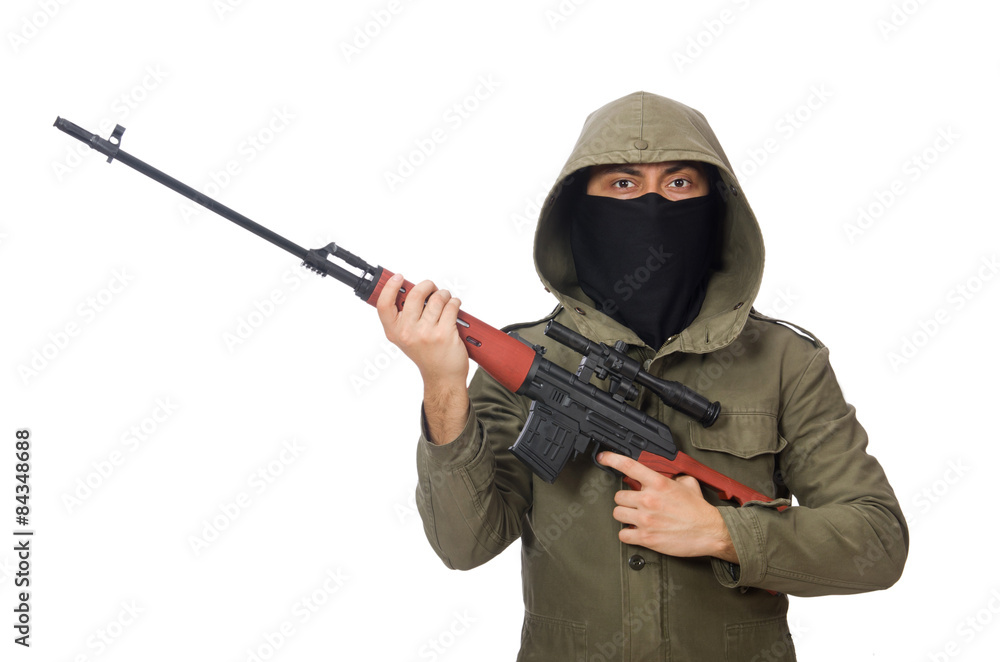 Man with a gun isolated on white Man with a gun isolated on white