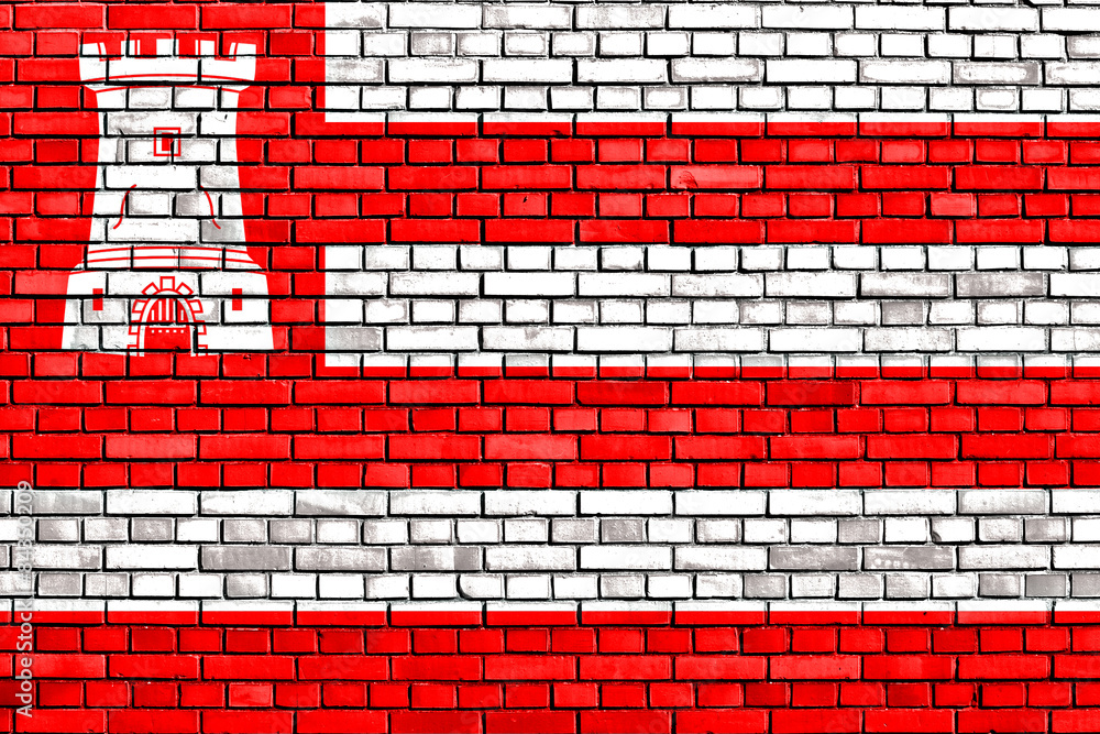 flag of Alkmaar painted on brick wall