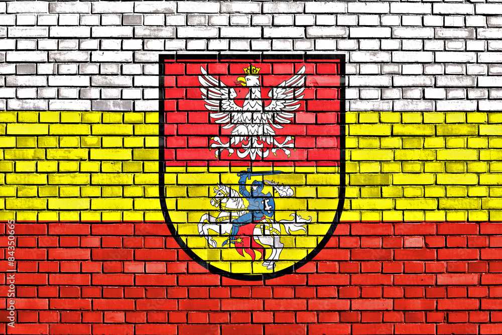 flag of Bialystok painted on brick wall flag of Bialystok painted on brick wall