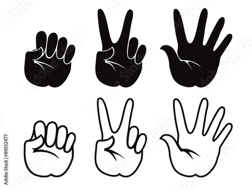 Set of Vector Human Hand, icons, signals and signs.
