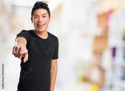 chinese man pointing to front